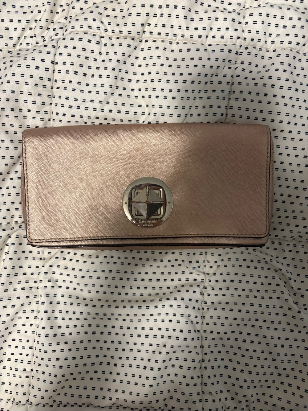 kate spade Metallic Rose Gold Clutch Wallet